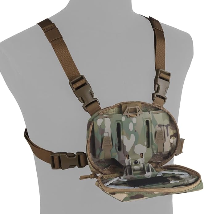 FoldPanel Tactical Chest Vest Pouch Set, Chest Rig Phone Mount as 4.7-6.7" Phone Plate Carrier Accessory with Pouch Cover