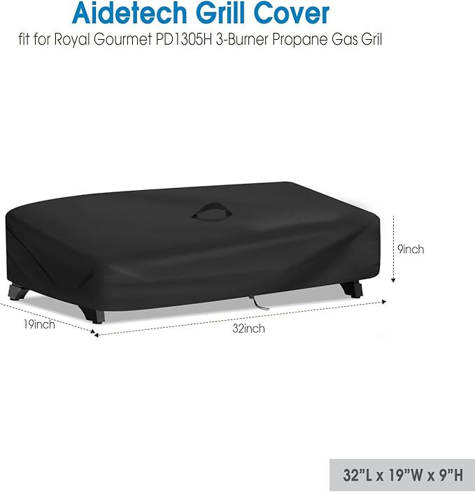 Grill Cover for Royal Gourmet PD1305H 3-Burner Propane Gas Gril, Waterproof Grill Griddle Combo Cover- 32”L x 19”W x 9”H