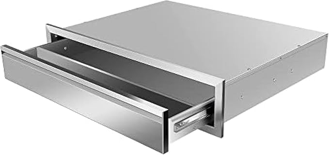 Outdoor Kitchen Stainless Steel Triple Access BBQ Drawers With Handle For BBQ Island Patio Grill Station,Single Drawer