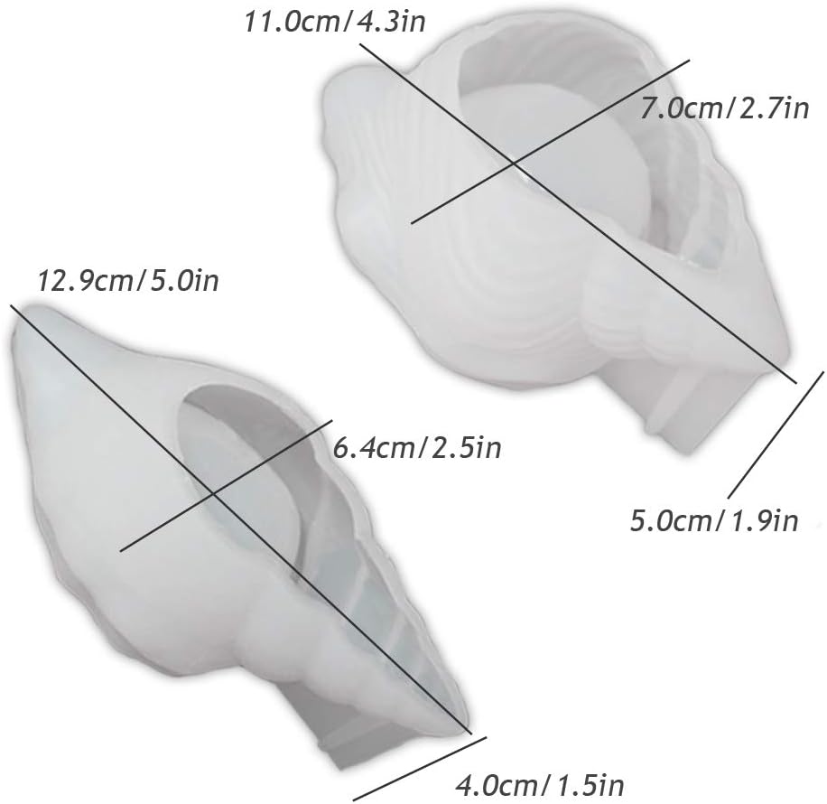 2PCS Silicone Conch Shaped Tray Mold Creative Sea Snail Epoxy Resin Casting Mold for Making Jewelry Tray Dishes Storage Home Decor Resin Crafts Art Supplies Ideal Gift