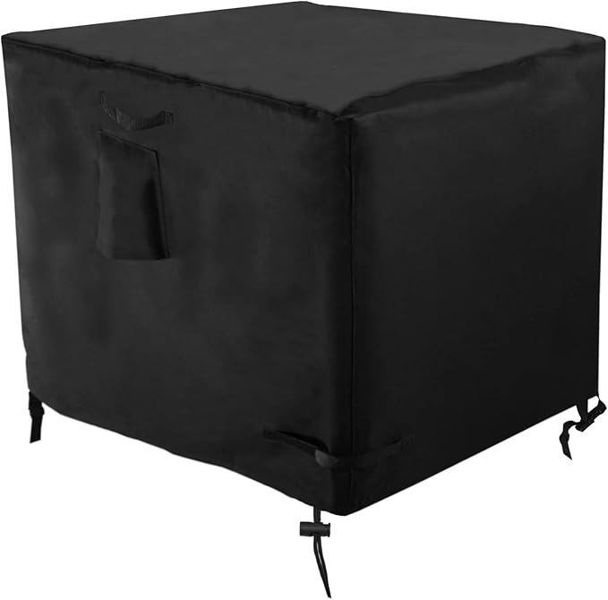 30 Inch Gas Fire Pit Cover for 28-30 Inch Square Fire Pit Tables, Heavy Duty 600D Waterproof & Windproof 30 x 30 x 25 Inches Patio Firepit Cover, Black