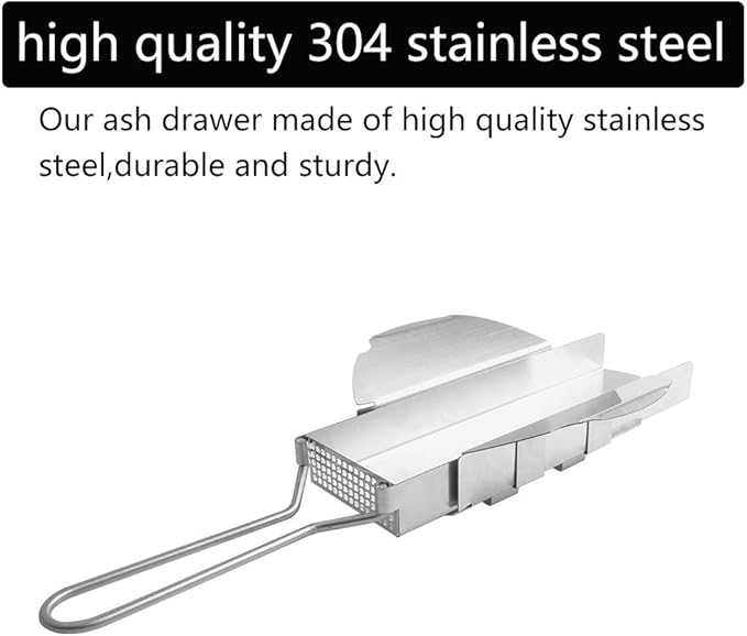 Upgrade Slid Out Ash Drawer for Big Green Egg Accessories Ash Tool, Ash Drawer for Large Big Green Egg Only, Green Egg Replacement Parts Ash Clean Tool, Stainless Steel(New version)