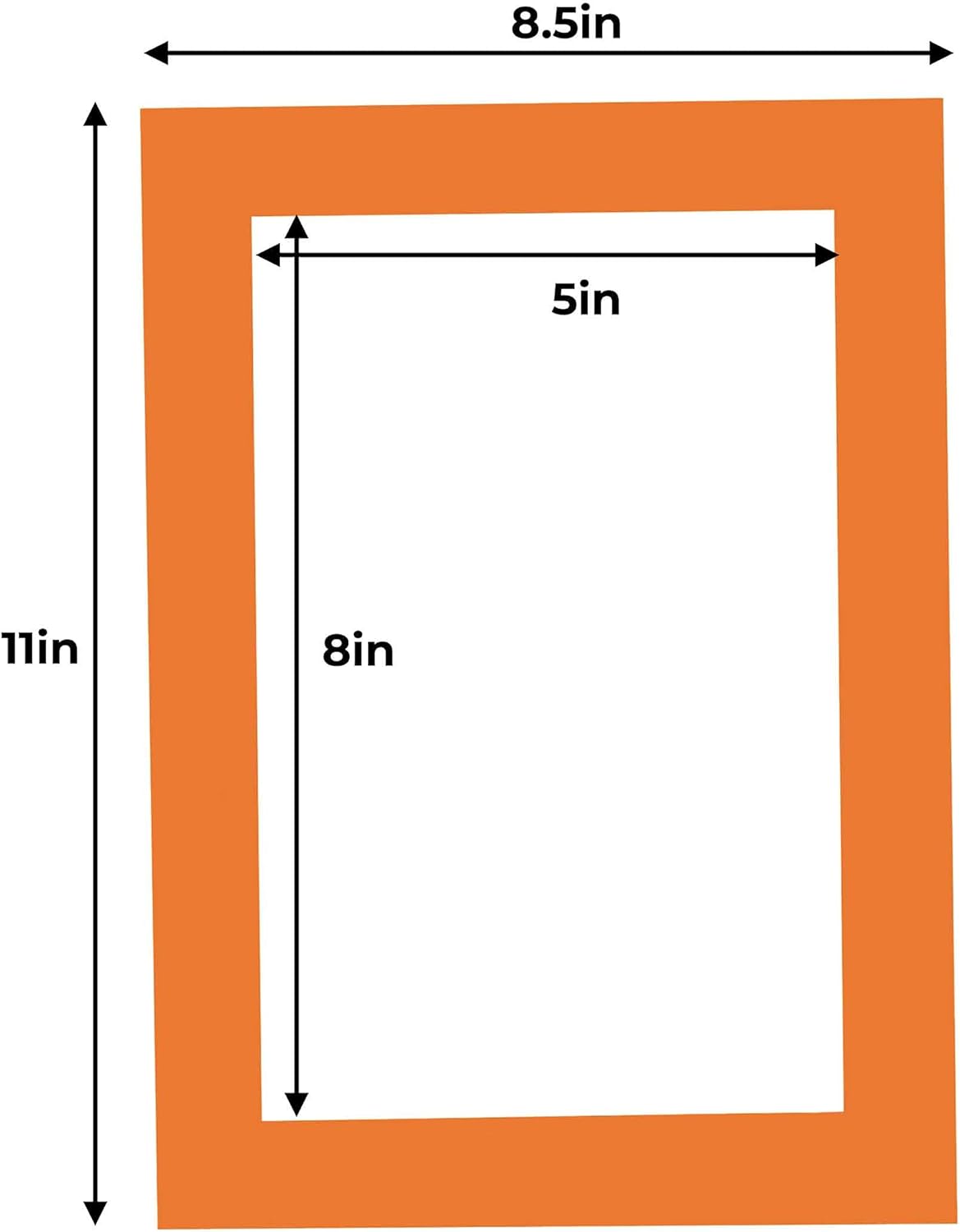 5.5x8.5 Mat for 8.5x11 Frame - Precut Mat Board Acid-Free Show Kit with Backing Board, and Clear Bags Orange 5.5x8.5 Photo Matte For a 8.5x11 Picture Frame Matboard for Framing, Pack of 100 Mats