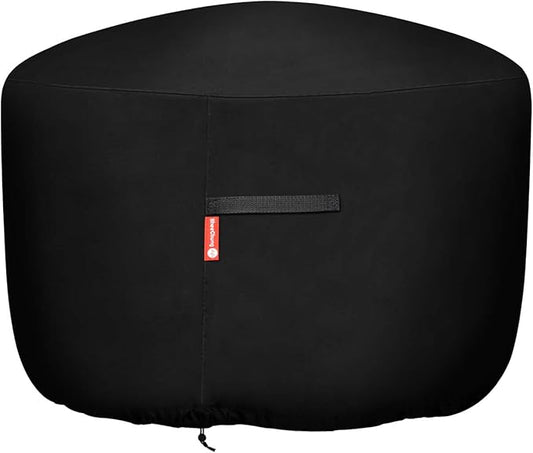 SheeChung Round Gas Fire Pit/Table Cover-Heavy Duty 600D Polyester with PVC Coating Material,100% Weather Resistant and Waterproof,Fits 30",33",36",35", 34" Fire Pit/Bowl Cover,Black,36”Dia X 24”H