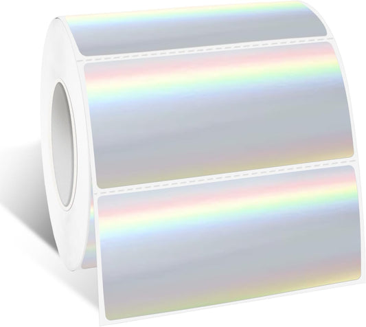 1" x 2" Holographic Thermal Label Stickers,Printable Rainbow Glitter Thermal Printer Sticker Labels for Gift Wrapping, Self-Adhesive Name Price Tag DIY Custom Logo Design (500 pcs)