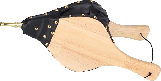 Wood Bellows Blower Fireplace, Wooden Air Blower for Outdoor Cooking, Camping BBQ Grill Chimney Starter, Classic Composite Wood and Leather Design with Strong Hanging Ring, Easy to