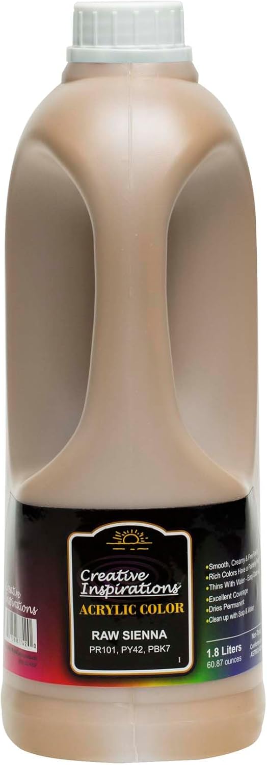 Creative Inspirations Acrylic Paint - Raw Sienna - 1.8 Liter - Smooth & Creamy Consistency, Vibrant Pigmentation, Great Coverage for Artists - Clean Up with Soap & Water