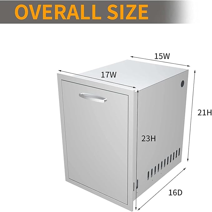 Outdoor Kitchen Drawers, Box Frame Style Flush Mount BBQ Drawer w/Stainless Steel Handle, BBQ Island Drawers For Patio Grill Station,Trash Drawer