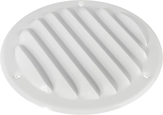 Repa Market 4 Inch (Opening Dimensions) Round Air Vent Cover/White Galvanized Steel Louvered Grill Cover with Mesh Screen/Wall or Ceiling Vent/HVAC Register for DIY Home Improvement
