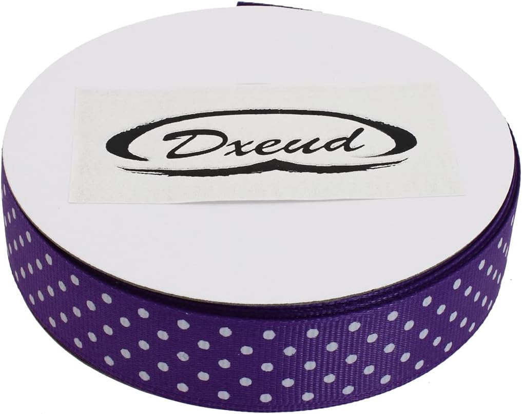 Polka Dot Grosgrain Ribbon 25 Yard Each Roll 100% Polyester (3/4", Purple)