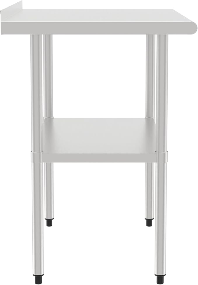 24x36 Inch Stainless Steel Work Table with Backsplash and Undershelf, Heavy Duty Commercial Prep Table, Kitchen Workbench with Adjustable Shelf, NSF Certified