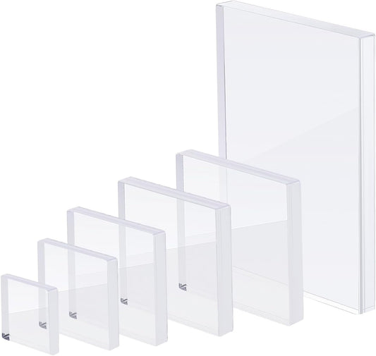 Clear Acrylic Stamping Blocks, 6 Pcs Transparent Jewelry Display Risers Base Wedding Flat Lay Props for Photography Crafts Stamping Card Making Tools