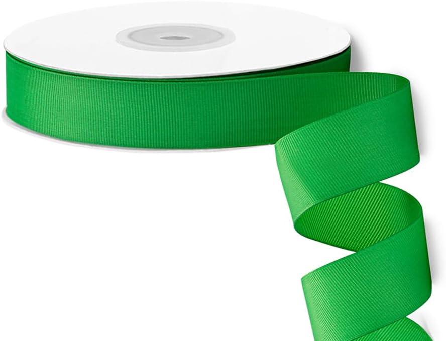 LIUYAXI 1" X 50 Yards Solid Green Grosgrain Ribbon, Perfect for Crafts, Wedding Decor, DIY Hair Accessories, Sewing, Gift Package Wrapping and More