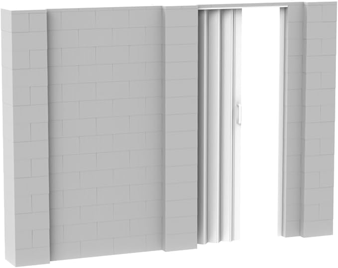 EverBlock 10’ x 7’ Wall Kit with Accordion Door | 3’ x 7’ Doorway | Modular Building Blocks | Wall Display System | Room Divider & Partition | Connect & Reuse | Indoor & Outdoor Use | Translucent
