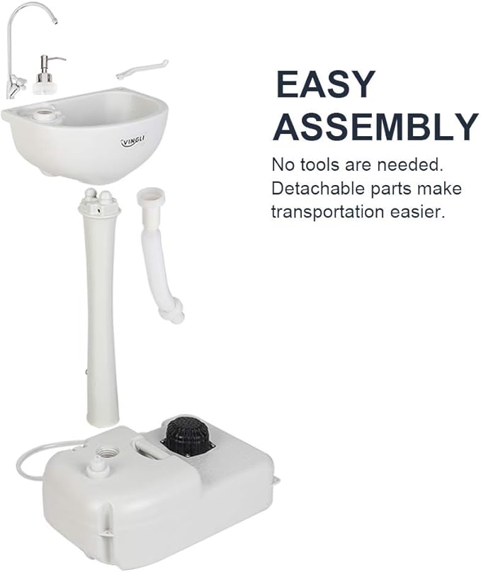 VINGLI Upgraded Portable Sink| Rolling Hand Wash Basin Stand with Towel Holder & Soap Dispenser & Wheels, Perfect for Garden/Camping/Outdoor Events/Gatherings/Worksite/RV/Indoor