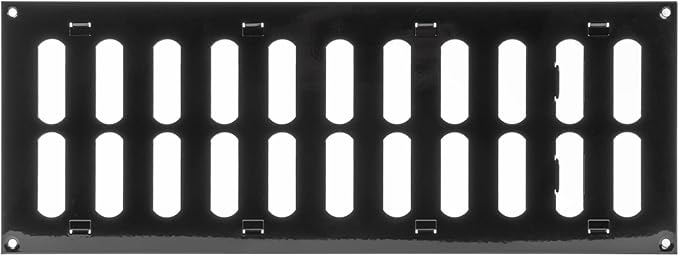 Repa Market 16" x 6" Inch (Outer Dimensions) Black Adjustable Air Vent Cover - Galvanized Steel HVAC Air Vent Register - Heating, Cooling Toe Kick Vent Cover - Wall, Ceiling Return, Intake Air Grille