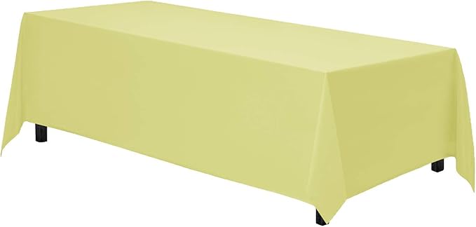 Gee Di Moda Rectangle Tablecloth - 90 x 156 Inch Yellow Table Cloth for 8 Foot Tables with Floor-Length Drop - Heavy Duty Washable Fabric for Holiday Party, Dinner, Weddings & Baby Shower