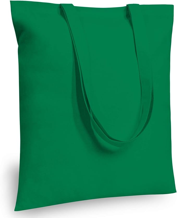 TOPDesign 6-Pack Economical 16"x15" Kelly Green Cotton Tote Bag, Lightweight Medium Reusable Grocery Shopping Cloth Bags, Suitable for DIY, Advertising, Promotion, Gift, Activity