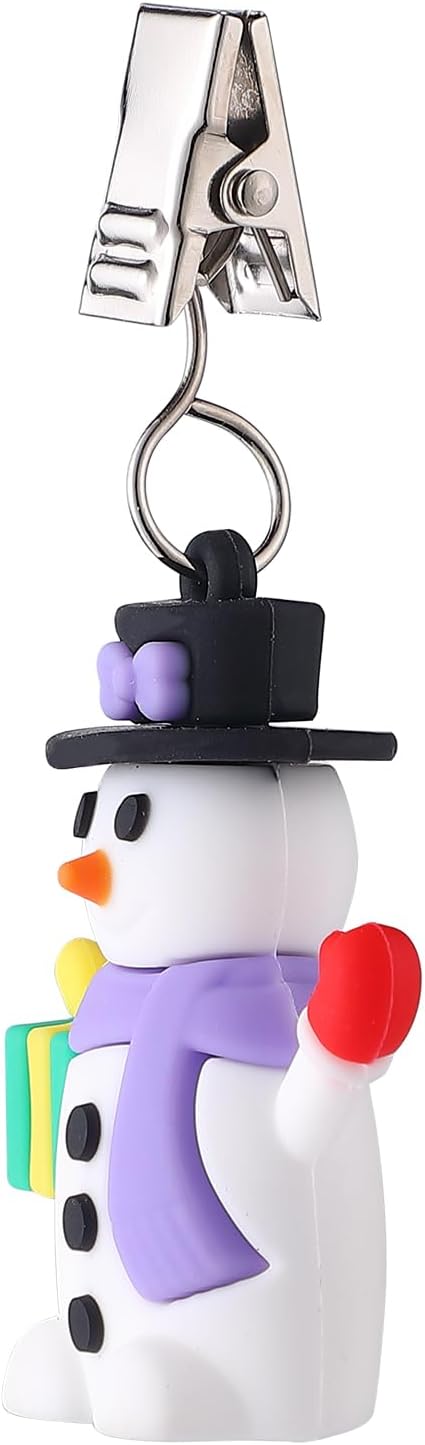 TwoFish Home Set of 4 Xmas Snowman Tablecloth Weight Clamps Decoration Xmas Snowman Tablecloth Weight Clamps Pack of 4