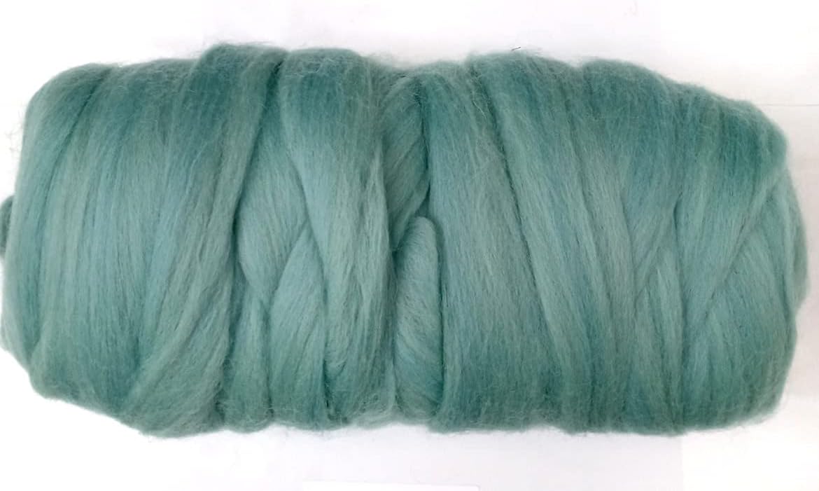 Kondoos Colored Natural Wool roving, 1 lb. Best Wool for Needle Felting, Wet Felting, handcrafts and Spinning. (Acqua, 1 lb)