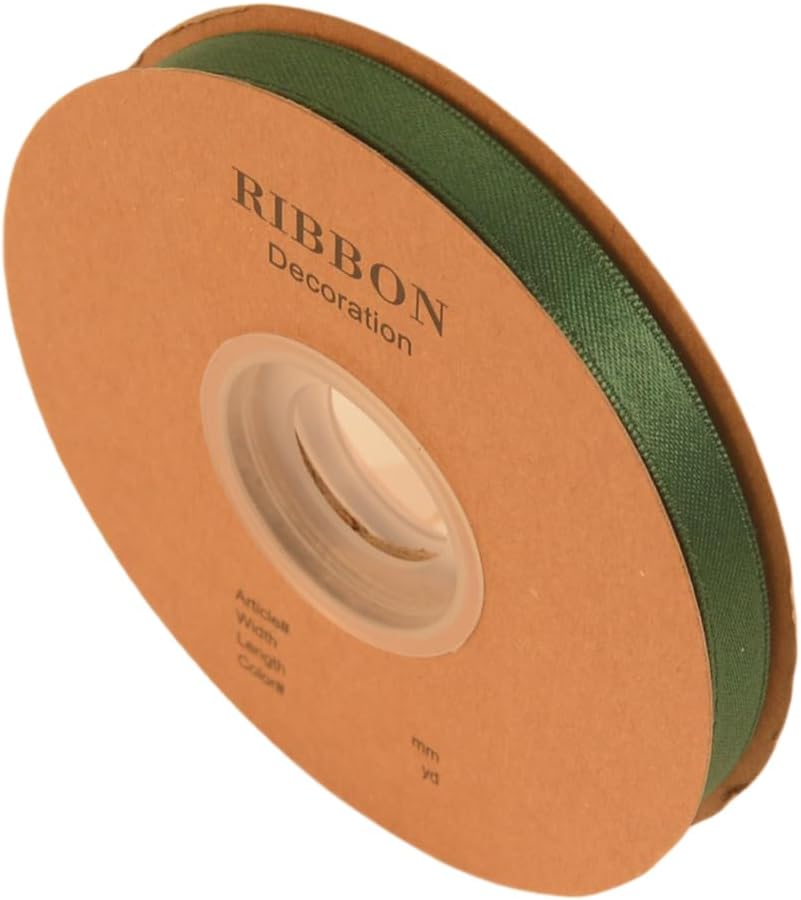 Double Side Satin Ribbon, Continuous 20 Yards,Use for Craft Bows Bouquet, Gift Wrapping, Wedding Decoration, Floral Arrangement (Dark Green, 3/8 inch)