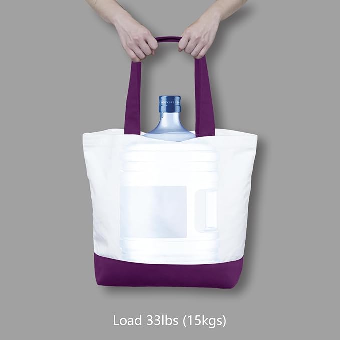 TOPDesign 3-Pack Super Strong Large 12oz Cotton Canvas Tote Bags, Reusable Grocery Shopping Cloth Bags, Fashionable Two-Tone Totes for Crafts, DIY Your Creative Designs
