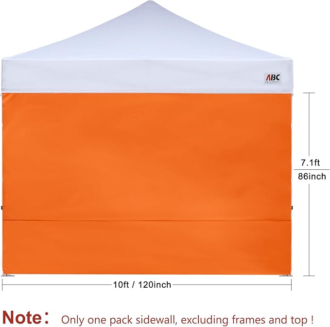 ABCCANOPY Instant Canopy SunWall 10x10 FT, 1 Pack Sidewall Only, No Frame or Top, Orange