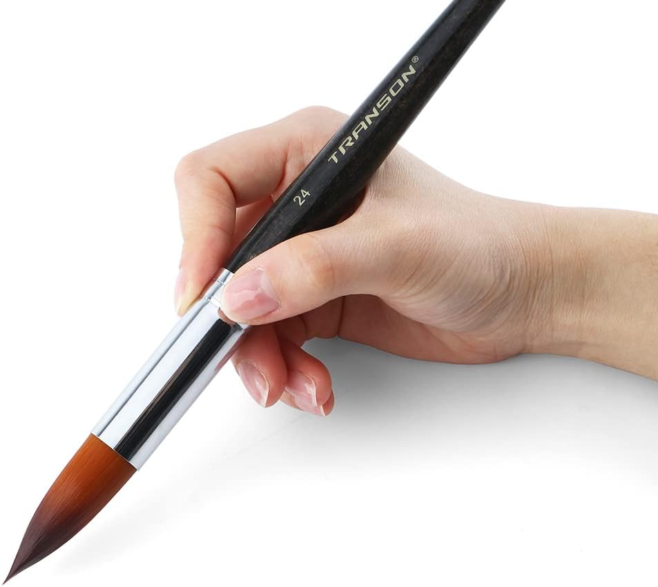 Transon 13pcs Round Paint Brush Set Synthetic Bristle Complete Round Brush Set for Watercolor Acrylic Gouache Ink Tempera