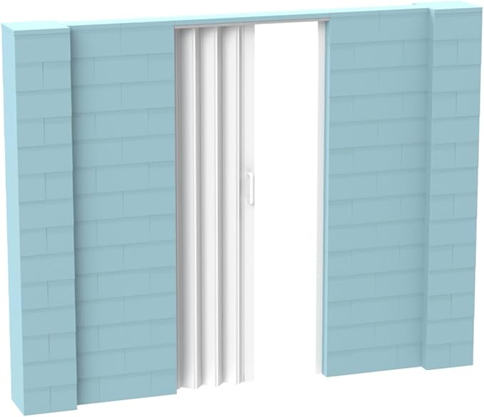 EverBlock 9’ x 7’ Wall Kit with Accordion Door | 3’ x 7’ Doorway | Modular Building Blocks | Wall Display System | Room Divider & Partition | Easy to Connect & Reuse | Indoor & Outdoor Use