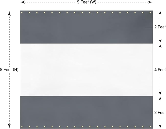 Covers & All Outdoor Clear Panel Curtain, 12 oz Vinyl Outdor Curtains for Patio, Waterproof & Weather Resistant Tarp with Brass Grommets for Pergola, Porch, Gazebos, Balcony (8' H x 9' W Feet, Gray)