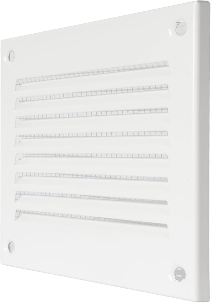 Repa Market 4 x 4 Inch Air Vent Cover/White Galvanized Steel Louvered Grill Cover with Mesh Screen/Wall or Ceiling Vent/Durable Flush Mount HVAC Register for Indoor and Outdoor Ventilation