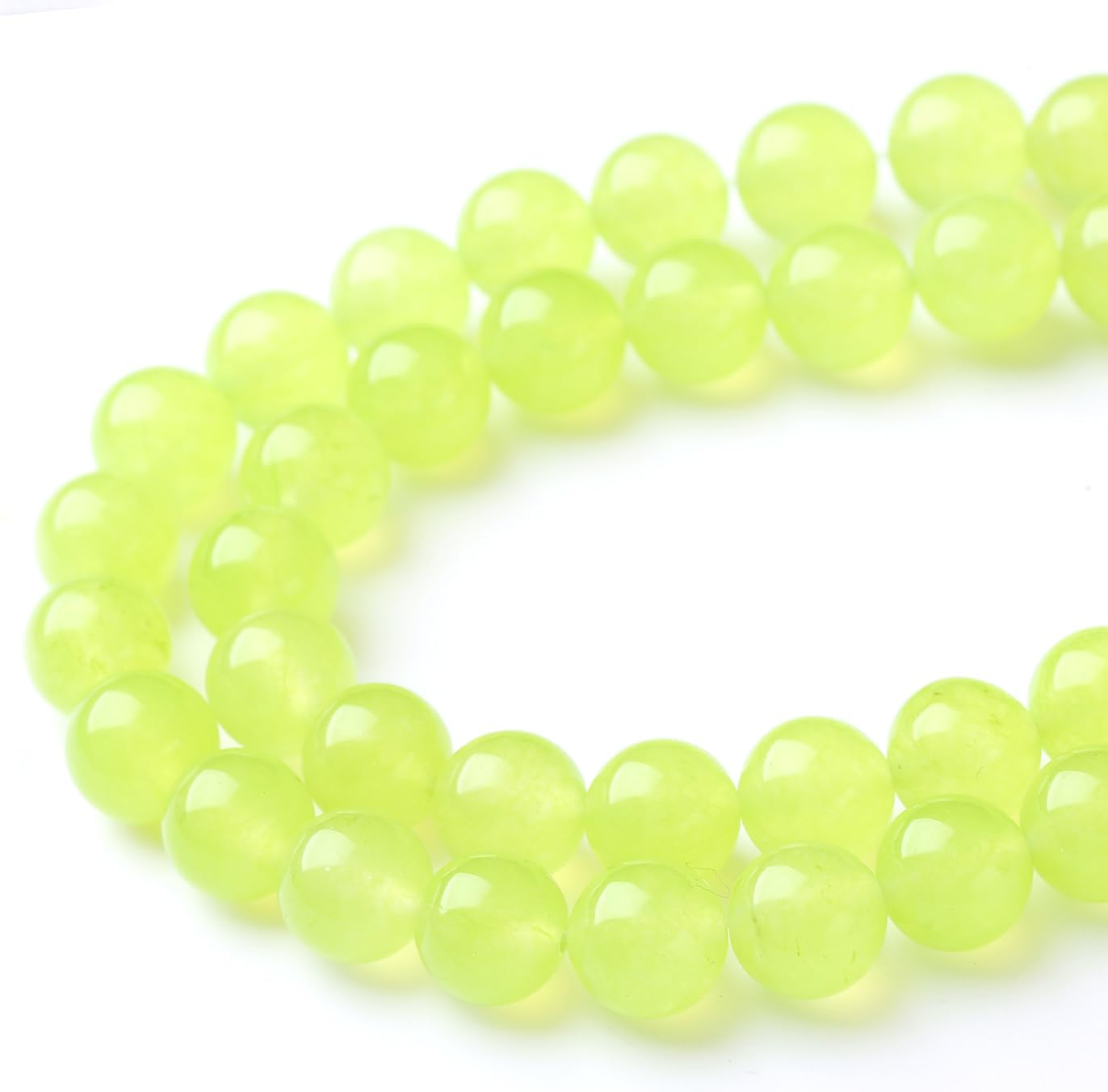 45PCS 8MM Natural Apple Green Chalcedony Beads Round Loose Stone Beads for Jewelry Making DIY Energy Stone Healing Power Bracelet 15"