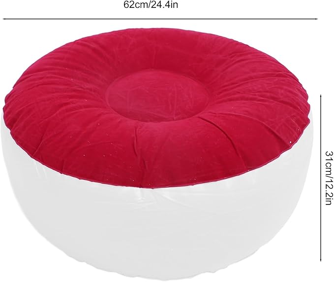 ZJchao Inflatable Pouf Ottoman, Outdoor Ottoman, Inflatable Foot Rest, Flocking Stool Multipurpose Lightweight Round Portable Stool for Travel Camping Outdoor Activities (Red)