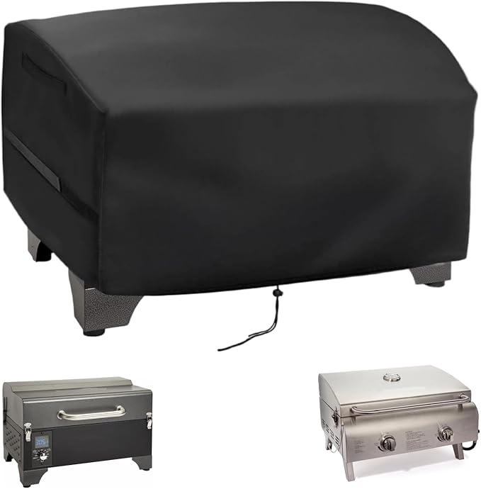 Tabletop Grill Cover for Cuisinart CPG-256 & CGG-306 Portable Electric Smoker, 8-in-1 Portable Wood Pellet Grill Cover for NXR 3 Burner Gas Grill, Waterproof Dustproof Cover for Grill Smoker