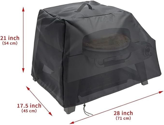 Pizza Oven Cover For 3-in-1 Portable Pizza Oven, Heavy Duty Waterproof Cover With Drawstring, Fits 71X45x54cm, Black
