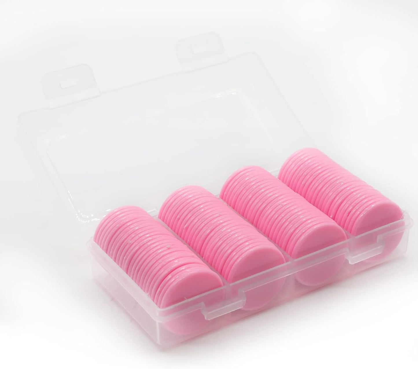 Set of 100 Opaque Plastic Learning Counters Mini Poker Chips Game Tokens with Storage Box (Pink, 1 Inch)