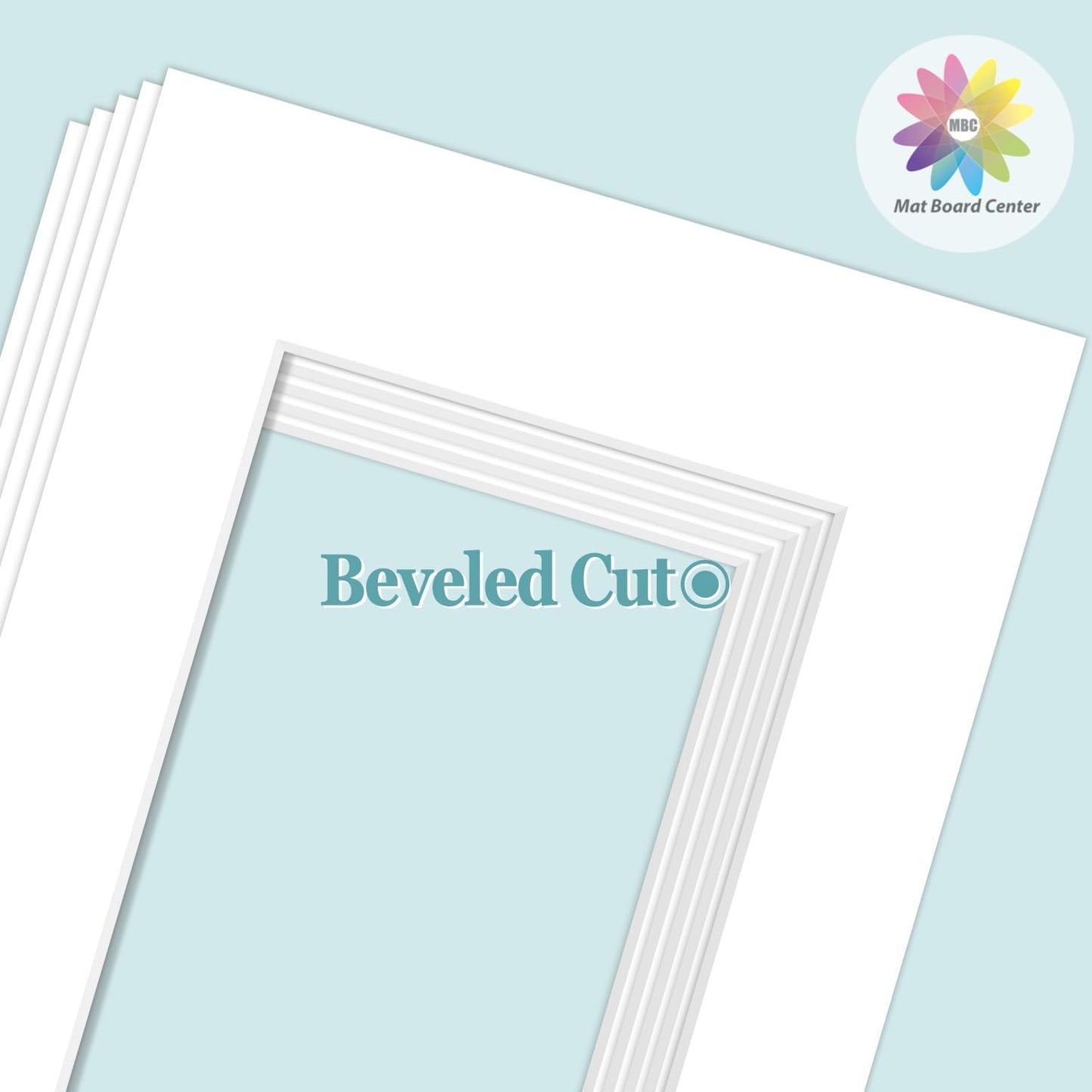MBC Mat Board Center, 5 Pack 11X14 for 8X12 White Picture Mats Frame Mattes, Bevel Cut, Acid Free, 4-Ply Thickness