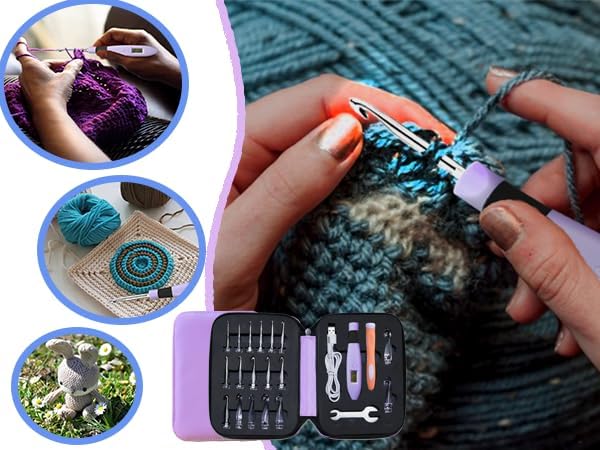 Yarniss 18 Size Counting Crochet Hooks Set with Light, Digital Crochet Hooks with Metal Head 2.0mm~14.0mm