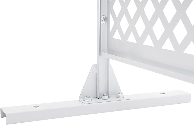 75" H×35" W Decorative Outdoor Privacy Screen with Stand, Outdoor Decor Privacy Fence Screen Metal Fence Panels, Free Standing Metal Divider for Patio Lawn Deck (White-Small Square)