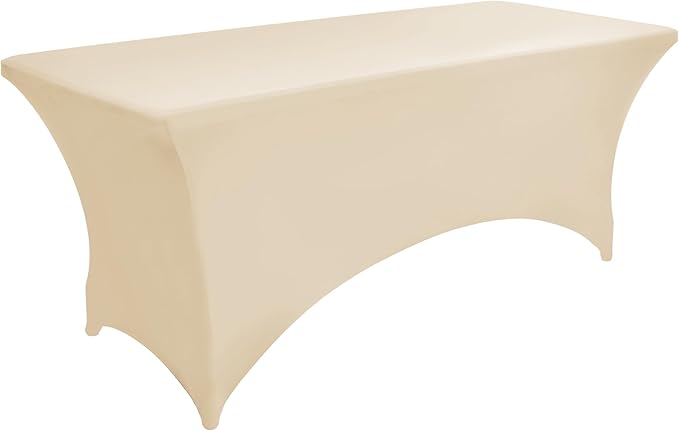 10-Pack 6ft Spandex Table Covers for Rectangle Standard Folding Tables - Wrinkle Resistant Stretch Tablecloths - Ultimate Fitted Table Protector for Parties, Banquet, Wedding