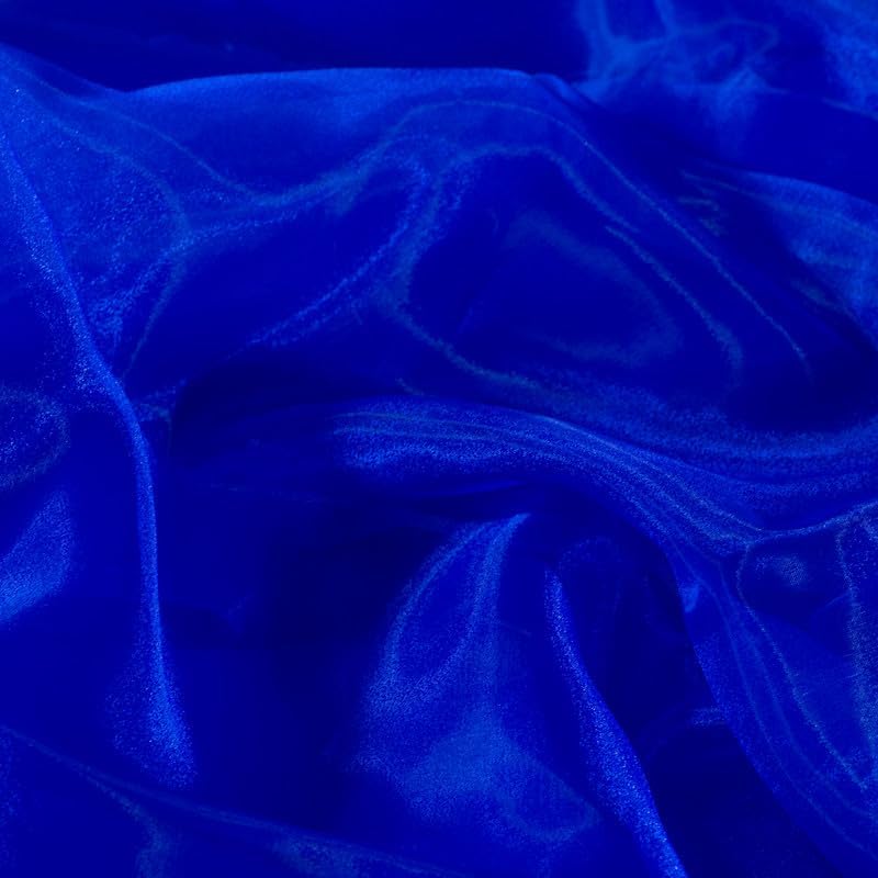Fynite Royal Blue Organza Fabric by The Yard | 20 Yard Long | 44" Wide | Bridal Soft Sheer Organza Tulle for DIY Wedding Dress Fashion Craft Decorations