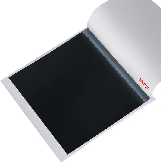 KINNO Gold Leaf Sheets, 300Pcs Black Gold Foil Sheets for Craft, Sculpture, Furniture, Arts Decoration, Gilding, Nails, Paintings, 3.15 by 3.35 Inches