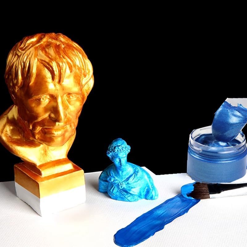 Shimmer Metallic Acrylic Paint Metallic Chalk Paste 1.7oz/50ml, Ideal for Wood/T-Shirts/Glass/Stone, DIY Crafts Projects Glitter Pearlescent Blue Golden Pigment Suitable for Beginners Artists