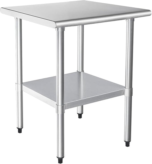 HARDURA Stainless Steel Table 24X30 Inches with Undershelf and Galvanized Legs NSF Heavy Duty Commercial Prep Work Table for Restaurant Kitchen Home and Hotel