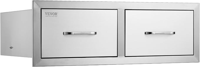 VEVOR Outdoor Kitchen Drawers 30" W x 10" H x 20" D, Horizontal Double BBQ Access Drawers Stainless Steel with Handle, BBQ Island Drawers for Outdoor Kitchens or Patio Grill Station