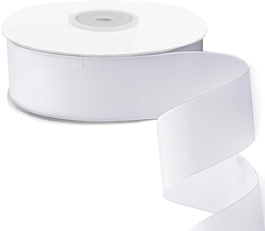 LIUYAXI 1-1/2" X 50 Yards Solid White Grosgrain Ribbon, Perfect for Crafts, Wedding Decor, DIY Hair Accessories, Sewing, Gift Package Wrapping and More