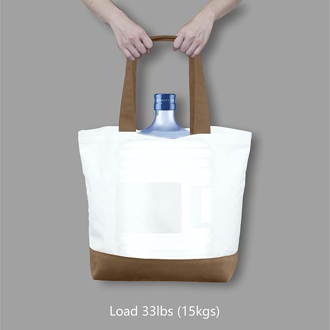 TOPDesign 1-Pack Super Strong Large 12oz Cotton Canvas Tote Bag, Reusable Grocery Shopping Cloth Bag, Fashionable Two-Tone Tote for Crafts, DIY Your Creative Designs
