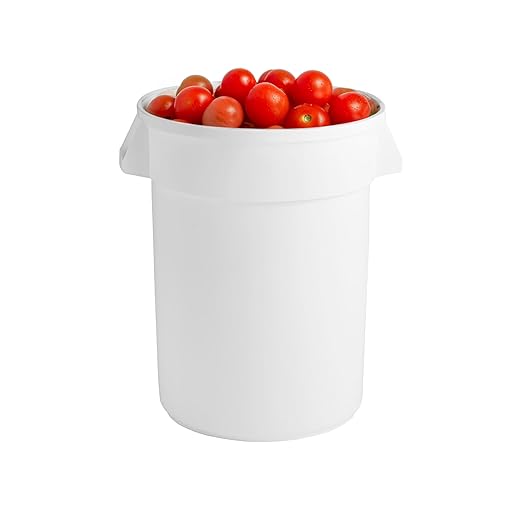 PRO&Family Commercial Round Trash Can with Lid and Dolly Rolling Waste Container, Ingredient Bin, Heavy-Duty Plastic, Anti-Static, Kitchen, Office, Outdoor Use (White, 44 Gallon)