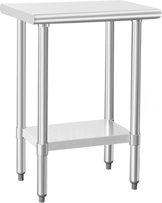 HARDURA Stainless Steel Work Table Commercial 18×24 Inches Kitchen Prep Table and Heavy Duty Commercial Workbench NSF 430 with Undershelf and Galvanized Legs