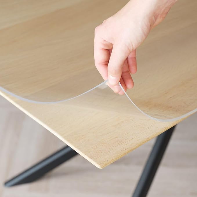 Clear Table Cover Protector, 35.4x71 inch , German Quality with 3 Mm Thickness, Stain Resistant Dining Pad with Beveled Edges, Washable Tablecloth, Fitted Clear Desk Cover for Indoor & Outdoor Use